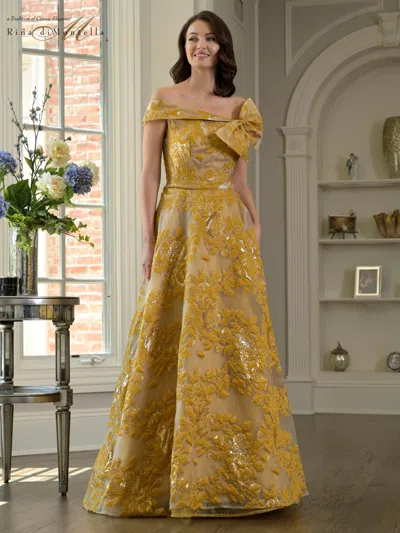 Rina Di Montella Rd3401 Evening Long Formal A Line Dress In Gold