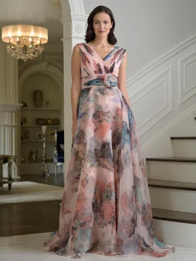 Rina Di Montella Rd3426 A Line Formal Long Floral Evening Dress In Multi
