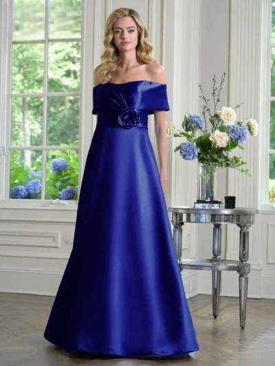 Rina Di Montella Rd3429 Long Pleated Formal A Line Evening Dress In Blue