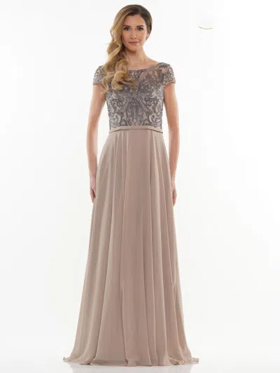 Rina Di Montella Short Sleeve Formal Long Gown 2719 In Brown