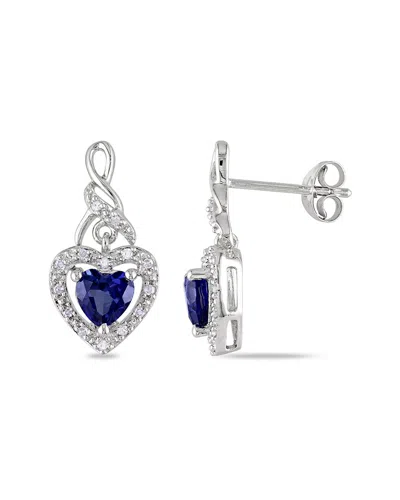 Rina Limor 1 1/8ct Tgw Created Blue Sapphire And 1/8ct Tdw D In Metallic