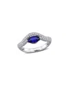 Rina Limor 1 2/5ct Tgw Marquise-cut Created Blue Sapphire And In Metallic