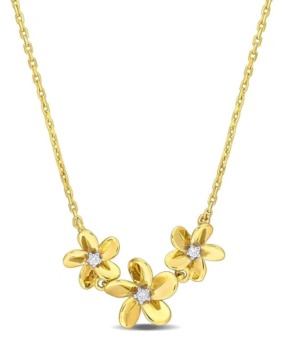 Rina Limor 10k 0.04 Ct. Tw. Diamond Floral Necklace In Gold