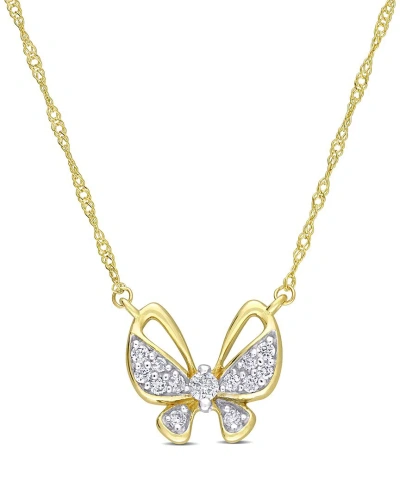 Rina Limor 10k 0.12 Ct. Tw. Diamond Butterfly Pendant In Gold