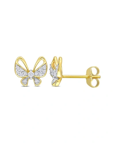 Rina Limor 10k 0.14 Ct. Tw. Diamond Butterfly Earrings In Gold