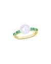 Rina Limor 10k 0.48 Ct. Tw. Emerald & 8-8.5mmmm Pearl Ring