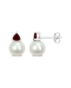 Rina Limor 10k 0.62 Ct. Tw. Garnet & 8-8.5mmmm Pearl Studs