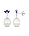 Rina Limor 10k 0.69 Ct. Tw. Diamond & Sapphire & 9-9.5mmmm Pearl Drop Earrings