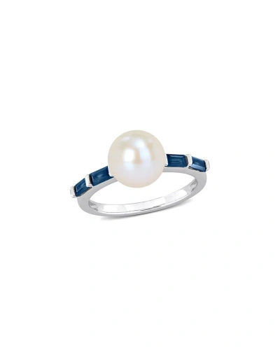 Rina Limor 10k 0.72 Ct. Tw. Sapphire & 8-8.5mmmm Pearl Ring In Blue