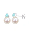 Rina Limor 10k 0.76 Ct. Tw. Ethiopian Opal & 8-8.5mmmm Pearl Studs