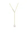 Rina Limor 10k 0.07 Ct. Tw. Diamond & 8-8.5mmmm Pearl Lariat Necklace