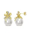 Rina Limor 10k Diamond 12-12.5mm Pearl Floral Earrings