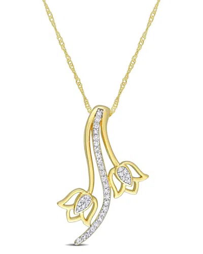 Rina Limor 10k 0.16 Ct. Tw. Diamond Floral Drop Pendant In Gold