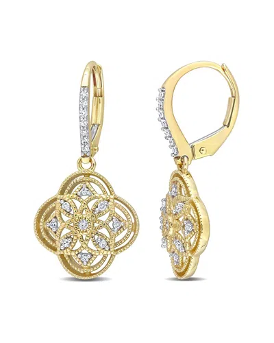 Rina Limor 10k 0.17 Ct. Tw. Diamond Lace Floral Earrings In Gold