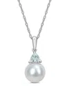 Rina Limor 10k 0.20 Ct. Tw. Aquamarine & 8-8.5mmmm Pearl Drop Pendant