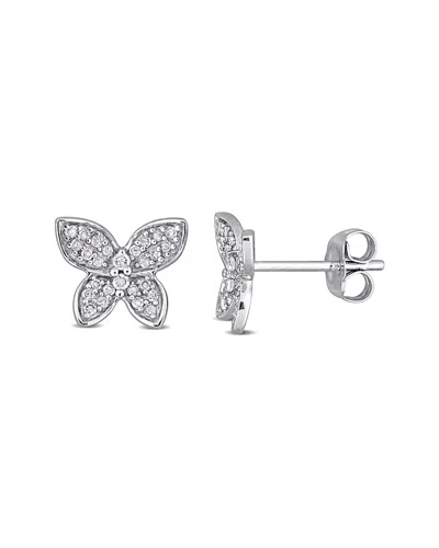 Rina Limor 10k 0.20 Ct. Tw. Diamond Butterfly Earrings In Metallic