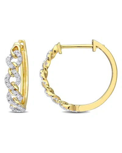 Rina Limor 10k 0.20 Ct. Tw. Diamond Link Clip-on Hoops In Gold
