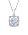 Rina Limor 10k 0.80 Ct. Tw. Diamond & Aquamarine Square Halo Necklace