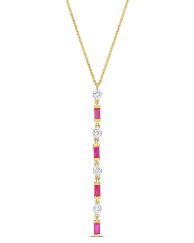 Rina Limor 10k 0.86 Ct. Tw. Diamond & Ruby Lariat Necklace In Gold