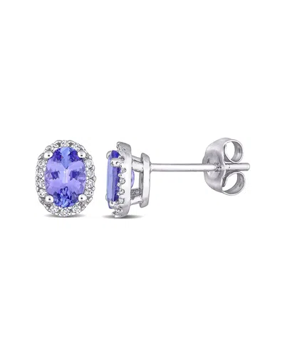 Rina Limor 10k 0.98 Ct. Tw. Diamond & Tanzanite Oval Halo Earrings