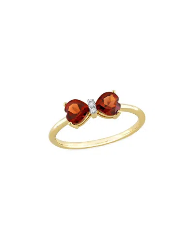 Rina Limor 10k 1.01 Ct. Tw. Diamond & Garnet Bow Ring In Gold