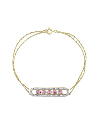 Rina Limor 10k 1.07 Ct. Tw. Diamond & Pink Sapphire Bracelet