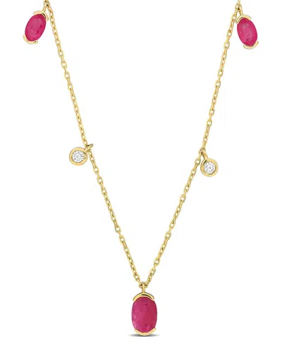 Rina Limor 10k 1.17 Ct. Tw. Diamond & Ruby Station Necklace In Pink