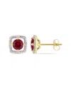 Rina Limor 10k 1.25 Ct. Tw. Diamond & Ruby Square Studs