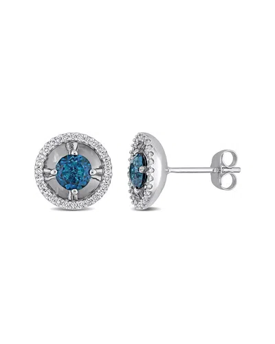 Rina Limor 10k 1.34 Ct. Tw. Diamond & Blue Topaz Earrings