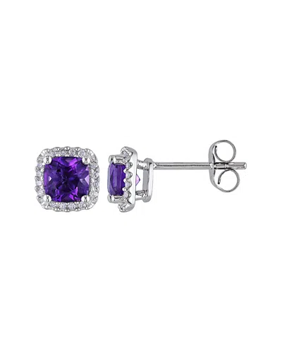 Rina Limor 10k 1.40 Ct. Tw. Diamond & African Amethyst Halo Earrings