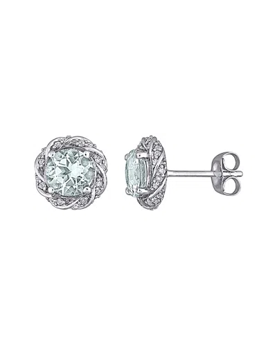 Rina Limor 10k 1.69 Ct. Tw. Diamond & Aquamarine Studs