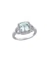 Rina Limor 10k 2.32 Ct. Tw. Diamond & Aquamarine Halo Ring In White