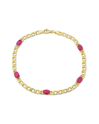 Rina Limor 10k 3.00 Ct. Tw. Ruby Link Station Bracelet In Gold