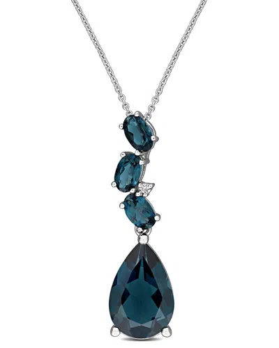Rina Limor 10k 4.56 Ct. Tw. Diamond & London Blue Topaz Pendant In Silver