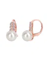 Rina Limor 10k Rose Gold 0.10 Ct. Tw. Diamond & 9-9.5mm Pearl Earrings