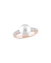 Rina Limor 10k Rose Gold 0.14 Ct. Tw. Diamond 9-9.5mm Pearl Ring