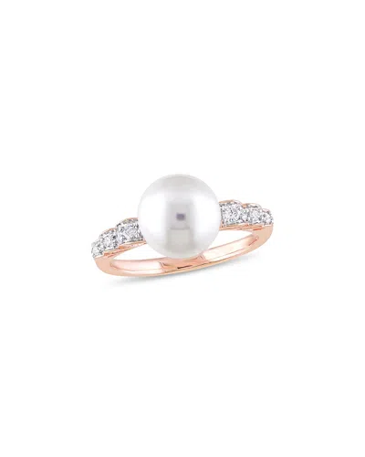 Rina Limor 10k Rose Gold 0.14 Ct. Tw. Diamond 9-9.5mm Pearl Ring