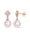 Rina Limor 10k Rose Gold 0.21 Ct. Tw. Diamond 9.5-10mm Pearl Earrings