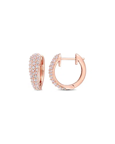 Rina Limor 10k Rose Gold 0.83 Ct. Tw. White Sapphire Clip-on Earrings In Pink