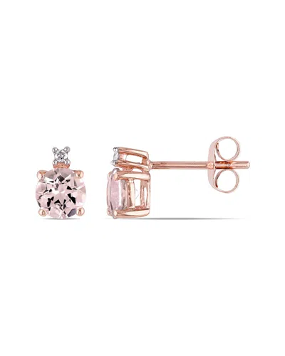 Rina Limor 10k Rose Gold 0.98 Ct. Tw. Diamond & Morganite Earrings