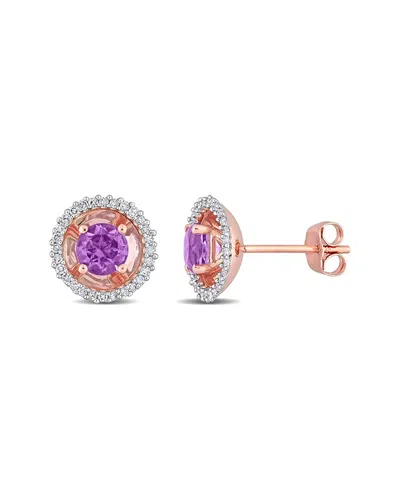 Rina Limor 10k Rose Gold 1.02 Ct. Tw. Diamond & Amethyst Earrings