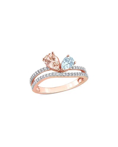 Rina Limor 10k Rose Gold 1.38 Ct. Tw. Diamond & Gemstone Ring In Pink