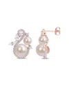 Rina Limor 10k Rose Gold 1.47 Ct. Tw. Diamond & White Topaz 5-5.5mm & 8-8.5mm Pearl Earrings
