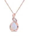 Rina Limor 10k Rose Gold 2.04 Ct. Tw. Diamond & Blue Ethiopian Opal Pendant
