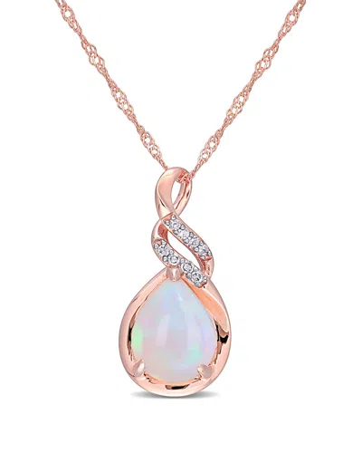 Rina Limor 10k Rose Gold 2.04 Ct. Tw. Diamond & Blue Ethiopian Opal Pendant