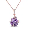 Rina Limor 10k Rose Gold 4.14 Ct. Tw. Diamond & Amethyst Pendant Necklace