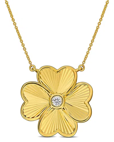 Rina Limor 1/10ct Tdw Diamond Floral Pendant With Chain In 10 In Gold