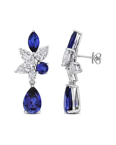 Rina Limor 12 1/2ct Tgw Created Blue Sapphire And 4 1/2ct Tw In Silver