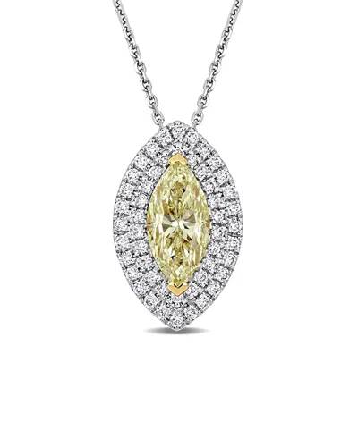 Rina Limor 12k Two-tone 1.30 Ct. Tw. Diamond Halo Necklace In Metallic