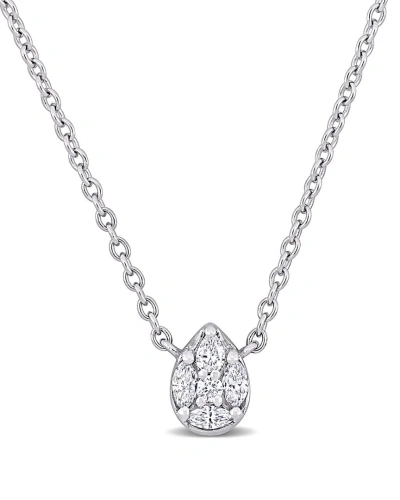 Rina Limor 14k 0.12 Ct. Tw. Diamond Teardrop Necklace In Metallic